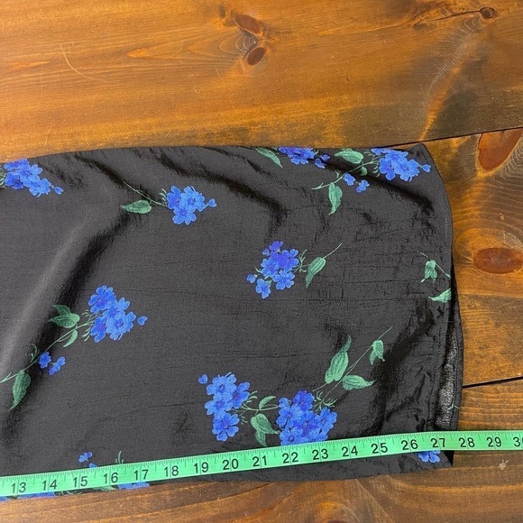 Nobody's Child Button Front Tea Jumpsuit Black Blue Floral Viscose Women's US 12 - Picture 14 of 14